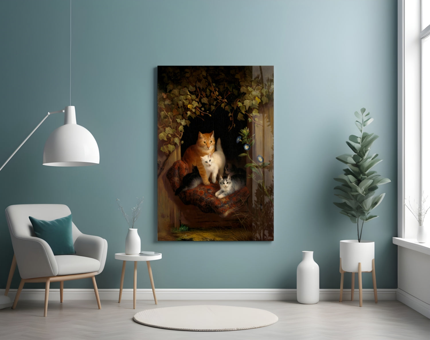 Family in the Window Glass Wall Art || Designer Collection