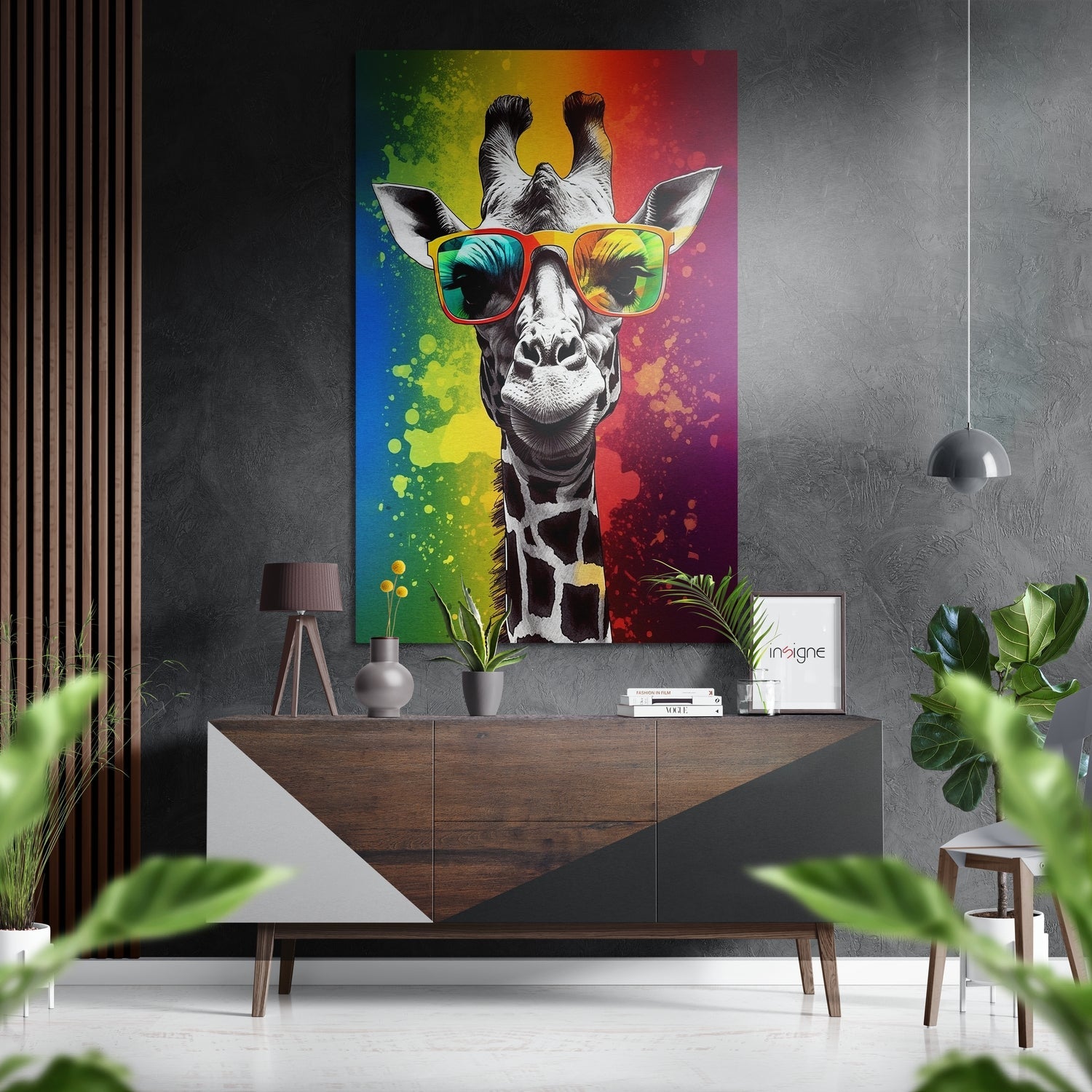 Happy Giraffe Brushed Aluminum Dibond Wall Art