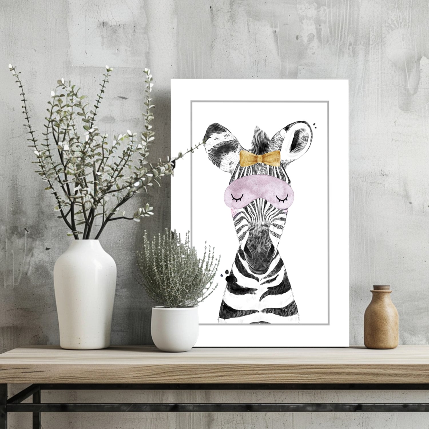 Sleepy Zebra Aluminum Print
