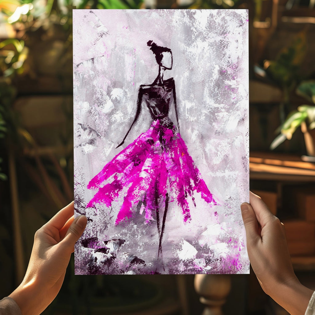 Lady in Pink Dress Aluminum Print