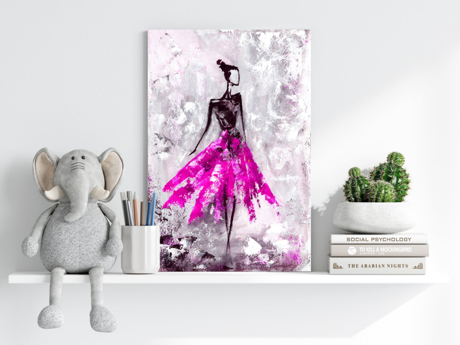 Lady in Pink Dress Aluminum Print