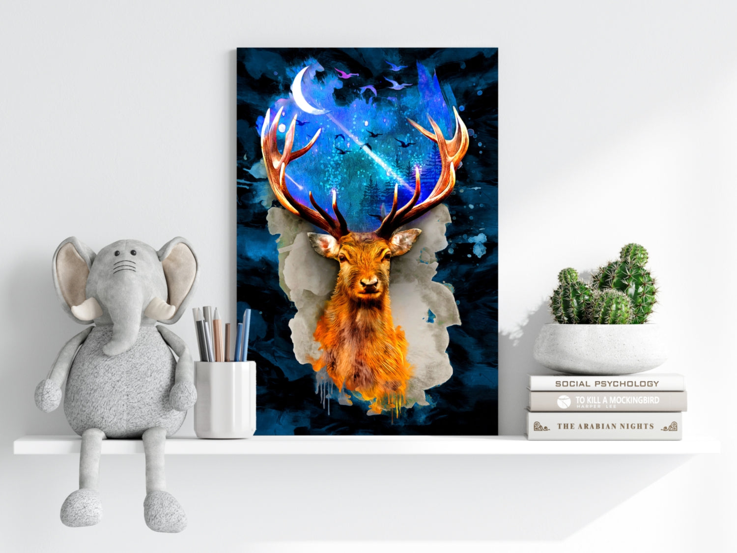 Deer at Night Aluminum Print