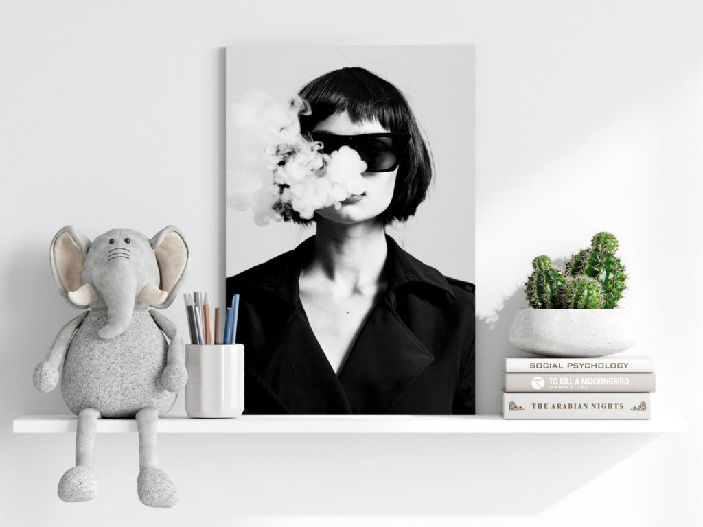 Woman in Smoke Aluminum Print