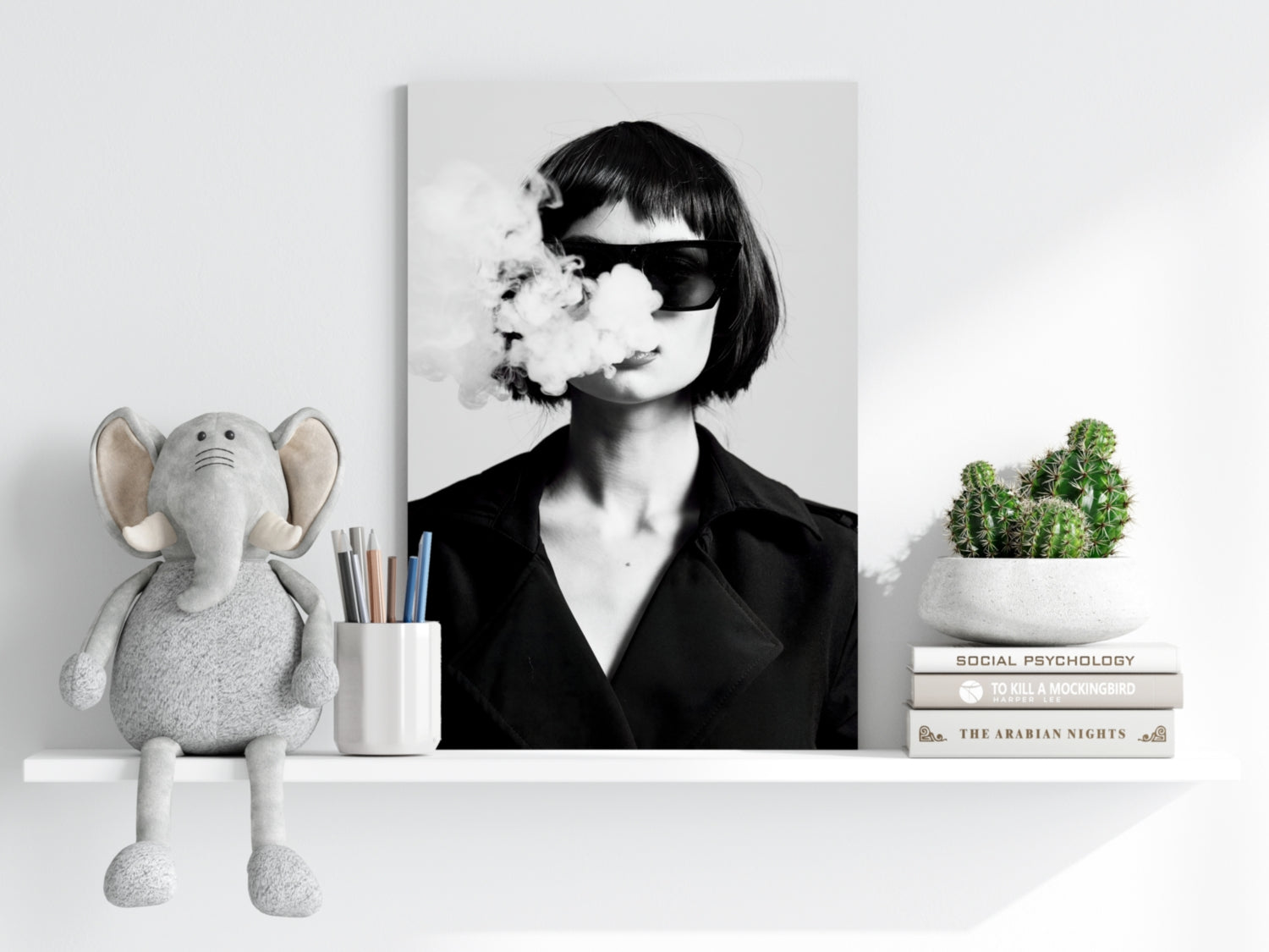 Woman in Smoke Aluminum Print