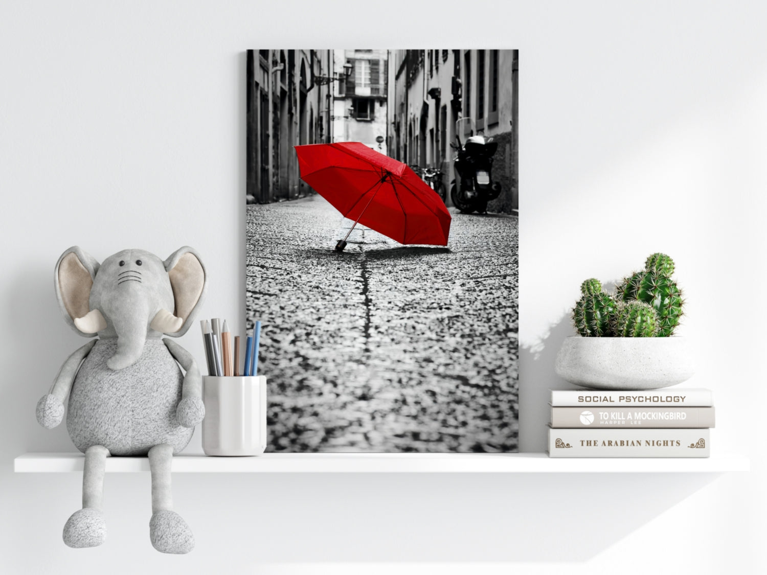 Red Umbrella Aluminum Print