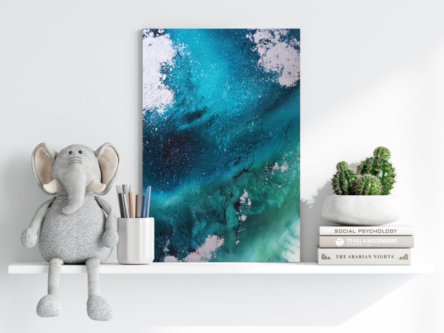Abstract Paint Teal V1 Aluminum Print