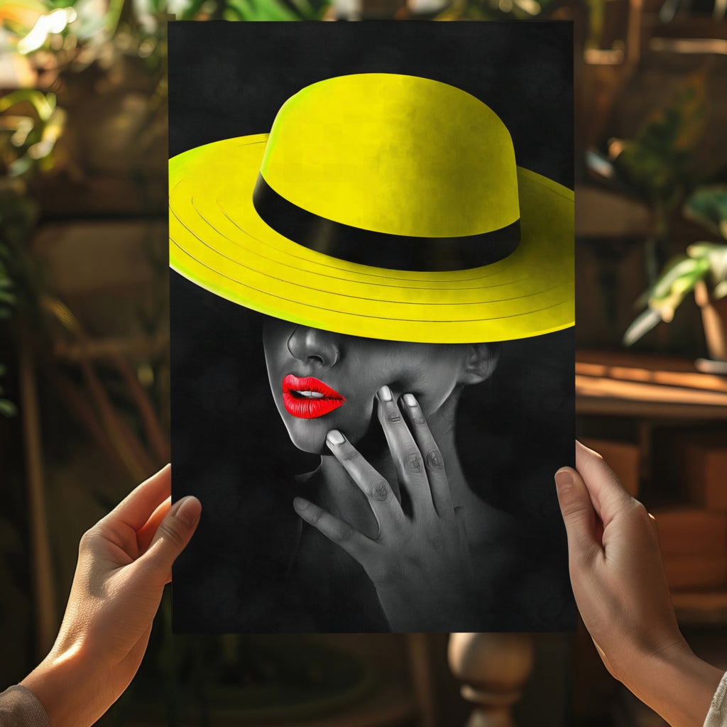 Woman with Yellow Hat Aluminum Print