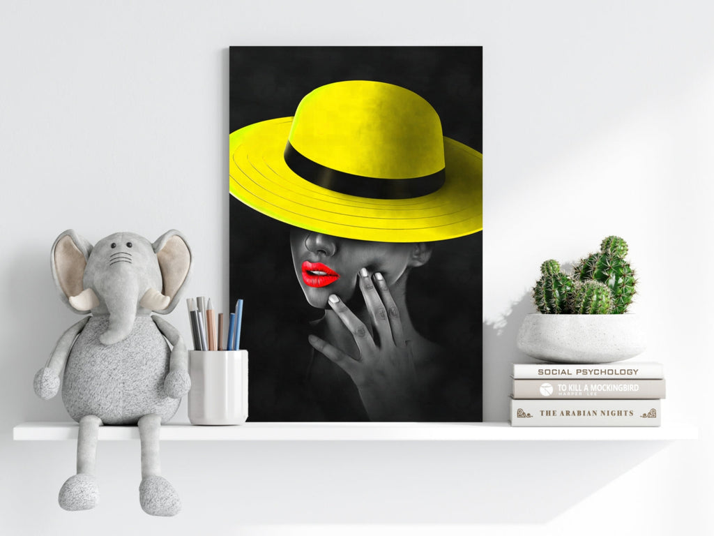 Woman with Yellow Hat Aluminum Print
