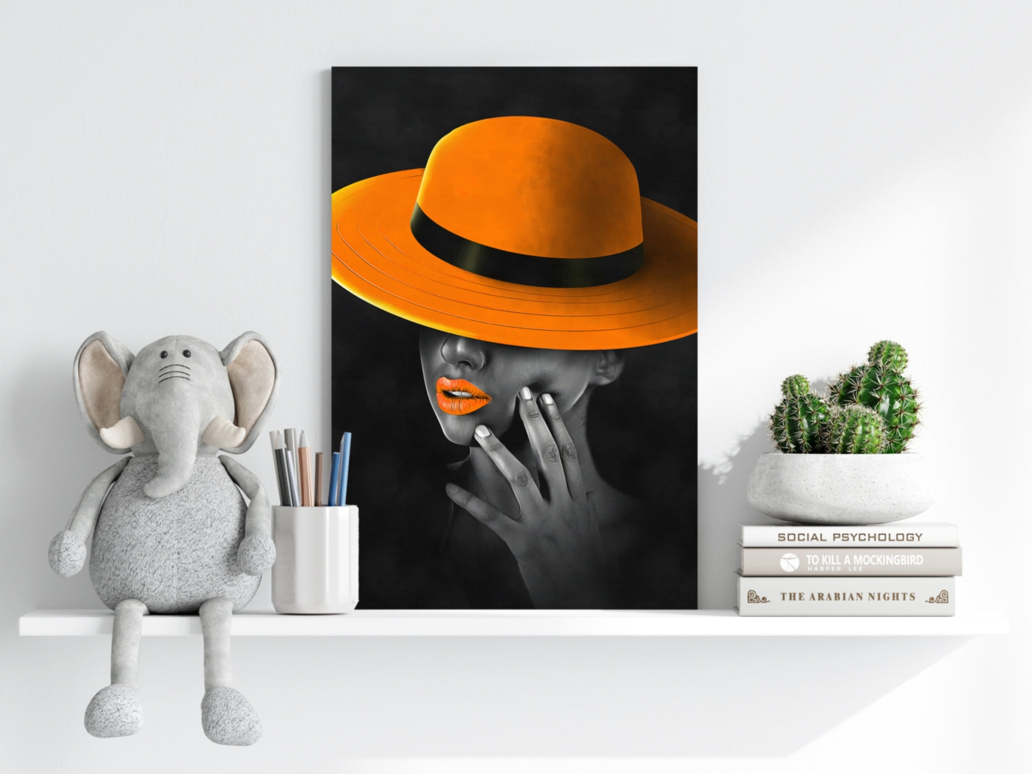 Woman with Orange Hat Aluminum Print