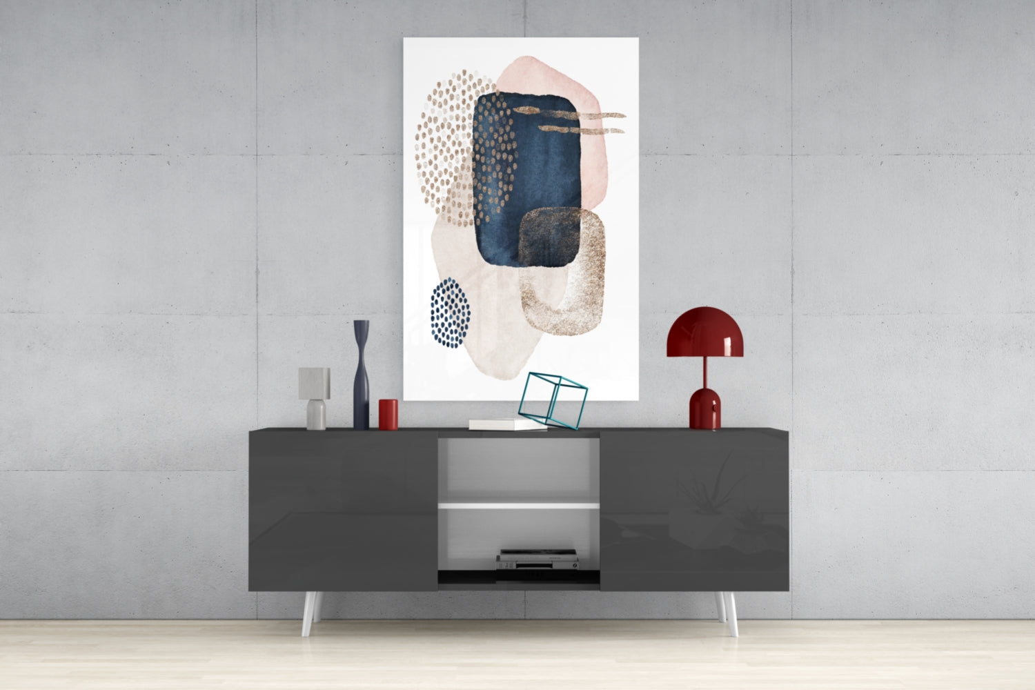 Abstract Shapes Glass Wall Art