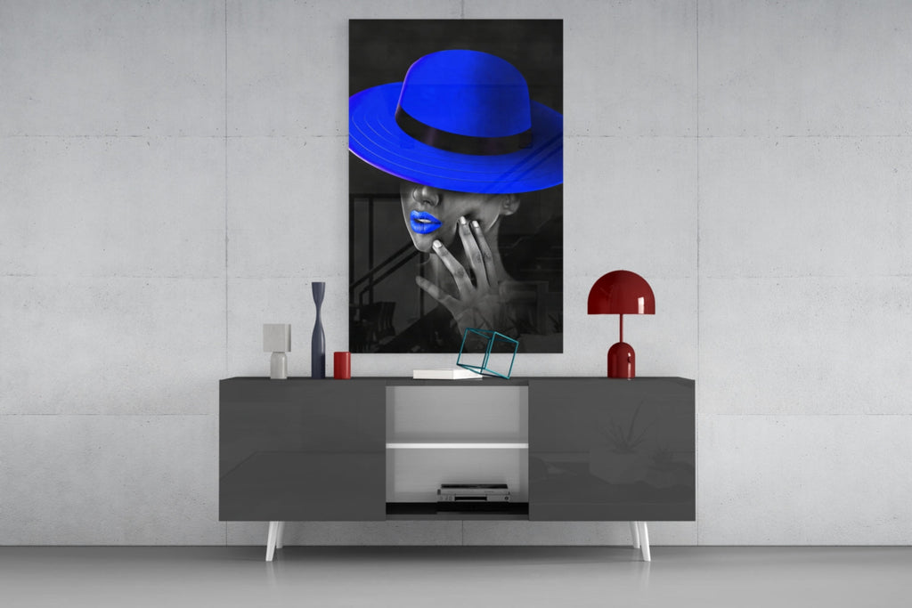 Blue Hat Glass Wall Art