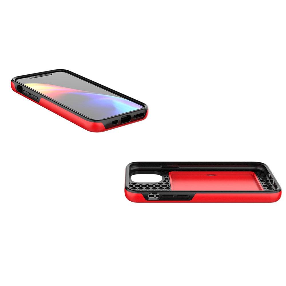 Candy Color Case For iPhone 11 12 Pro 7 8 Plus 6 6s X XS MAX XR Case Armor Card Cover for iPhone 11 12Pro Max Phone Case With Card Holder Wallet Holder Card Heavy Duty Armor Protective Cover