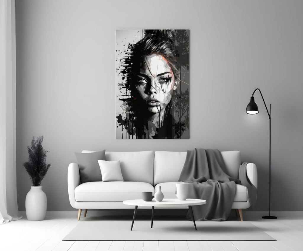 Scribbled Beauty Glass Wall Art  || Designer Collection