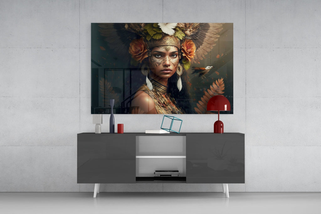 Princess of Flowers Glass Wall Art  || Designer Collection