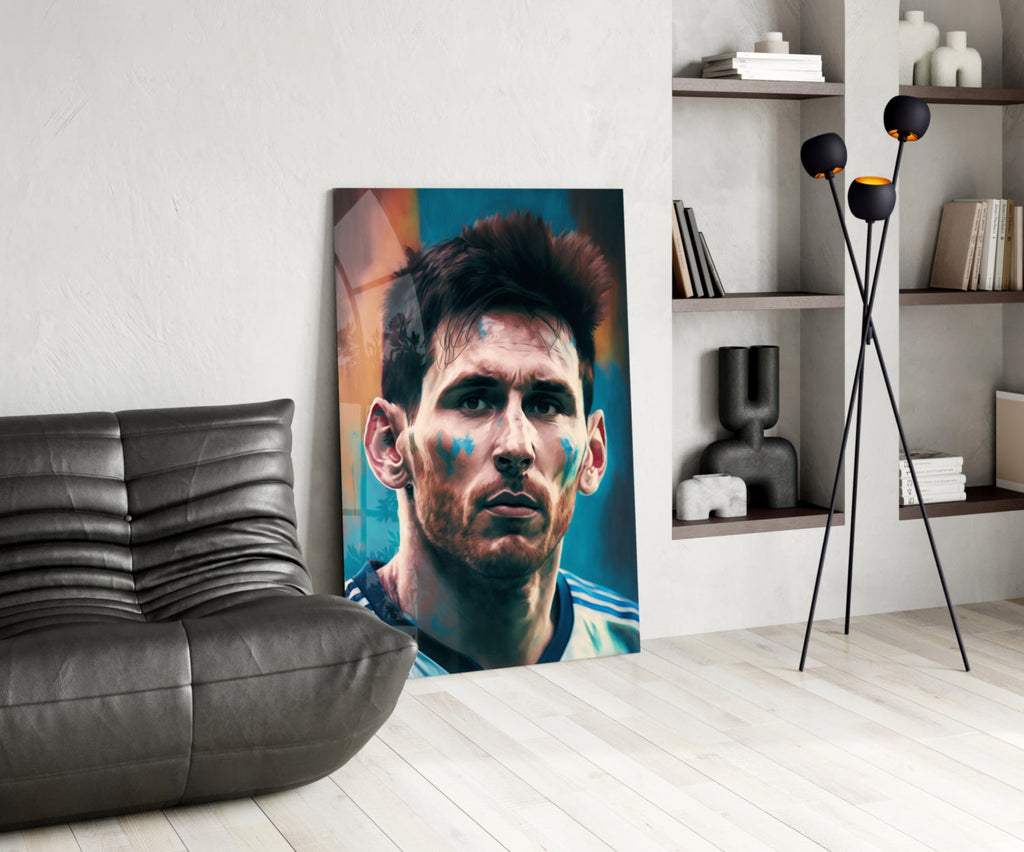 Messi Glass Wall Art  || Designer Collection