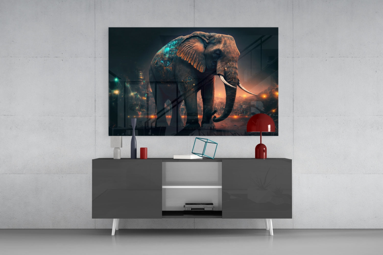 Glory of an Elephant Glass Wall Art  || Designer Collection