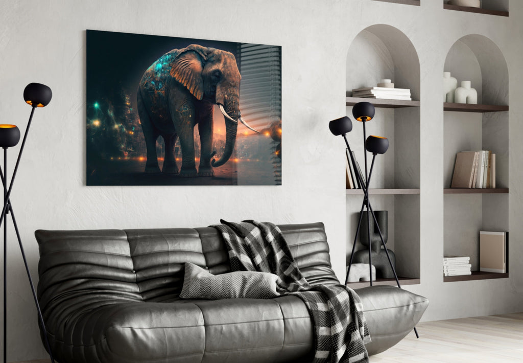 Glory of an Elephant Glass Wall Art  || Designer Collection