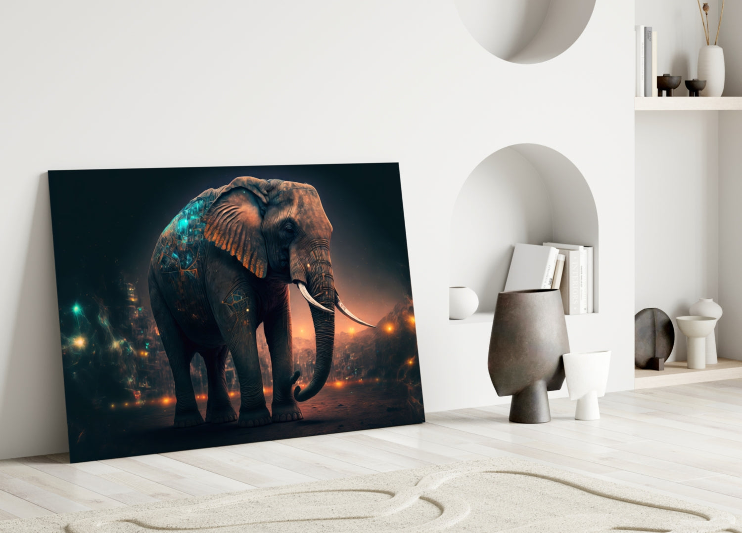Glory of an Elephant Glass Wall Art  || Designer Collection