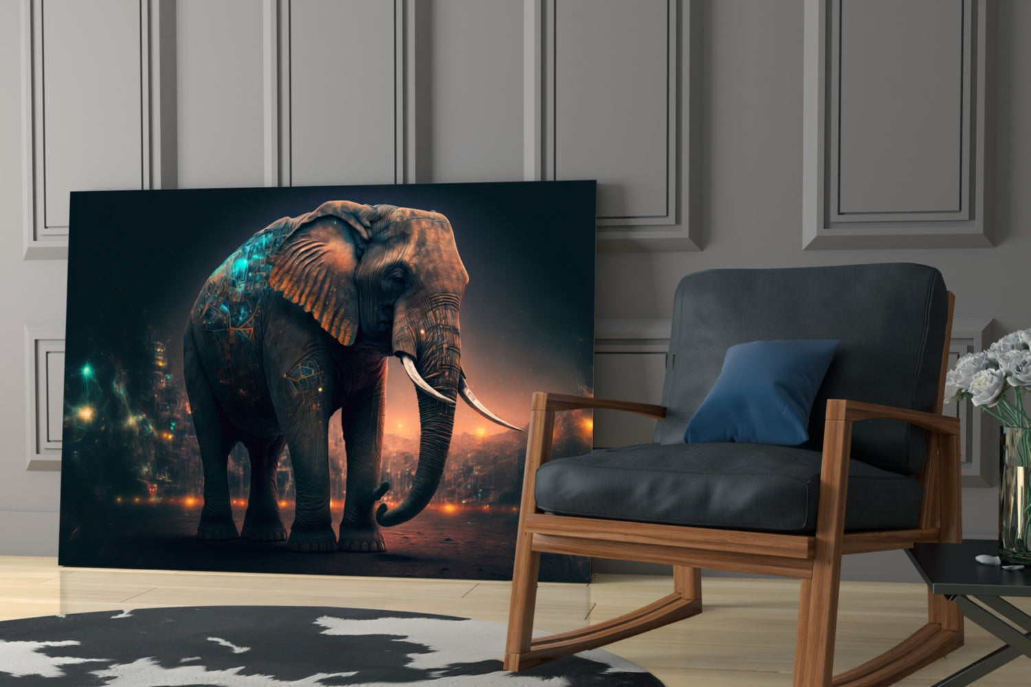 Glory of an Elephant Glass Wall Art  || Designer Collection
