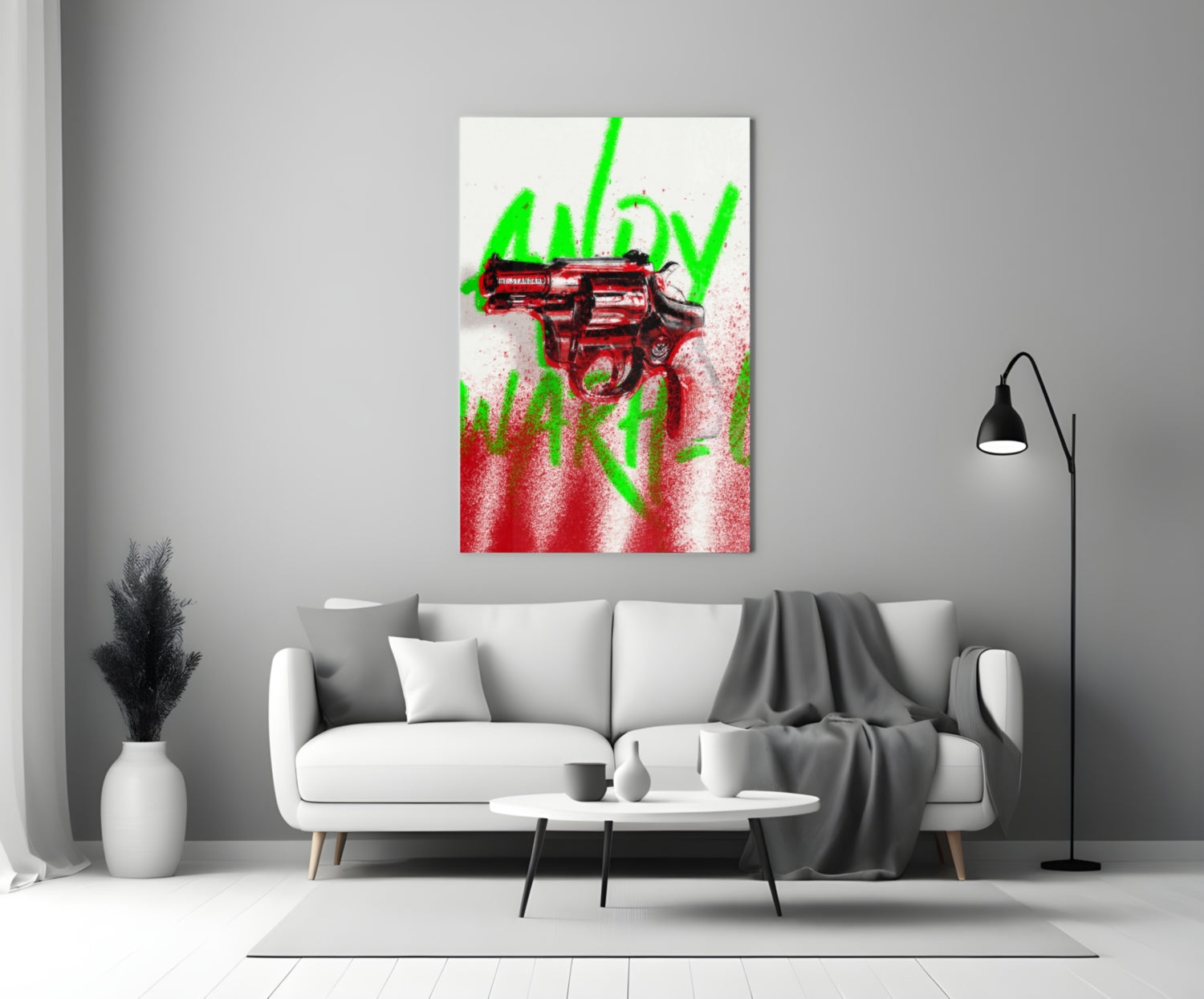 Andy Warhol and Gun Glass Wall Art || Designer Collection