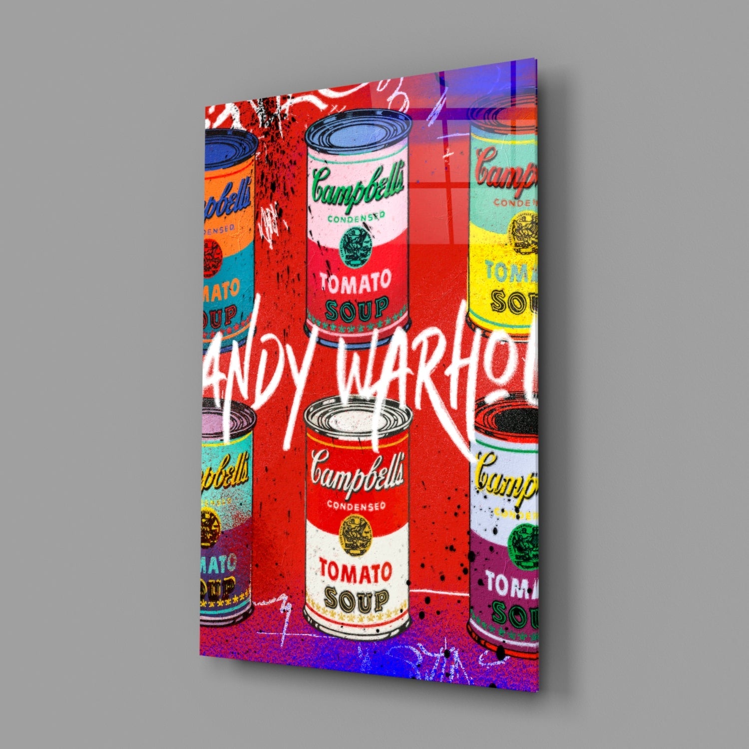 Andy Warhol and Cans Glass Wall Art || Designer Collection