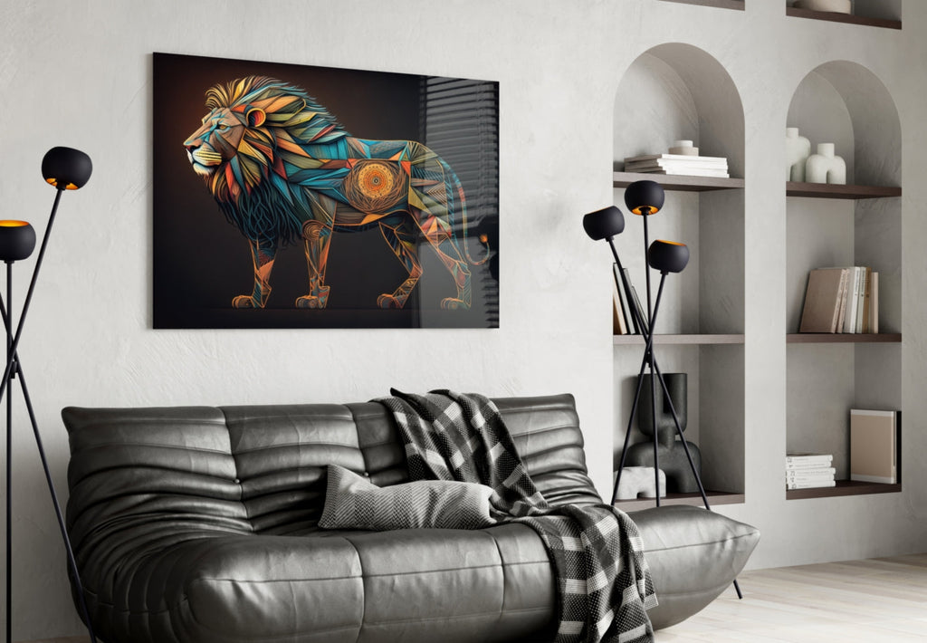 Lion Glass Wall Art || Designer Collection