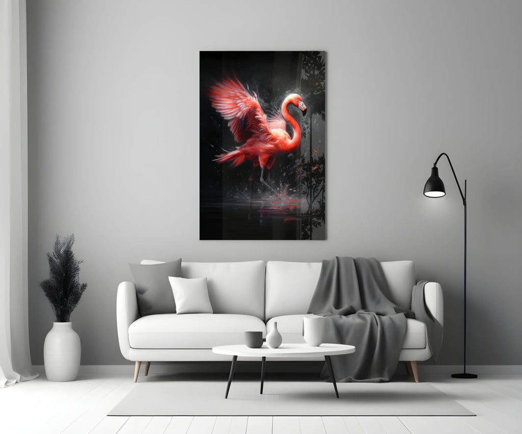 Flamingo Glass Wall Art || Designer Collection