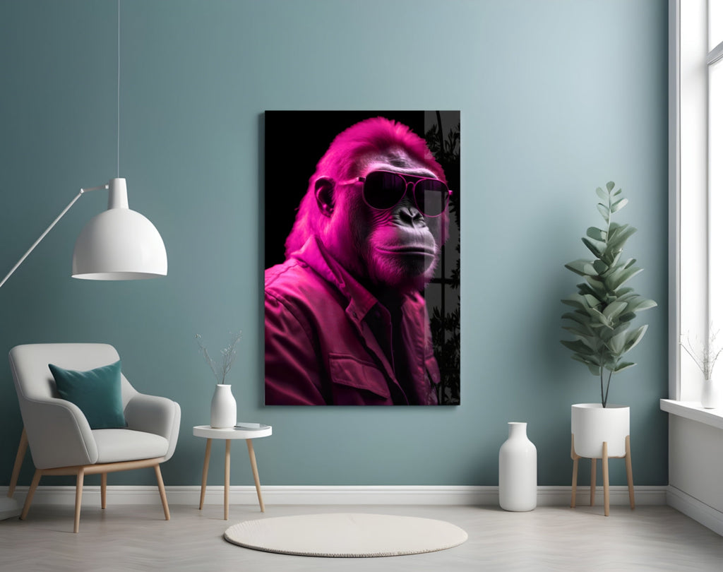 Ape the Cool Glass Wall Art || Designer Collection