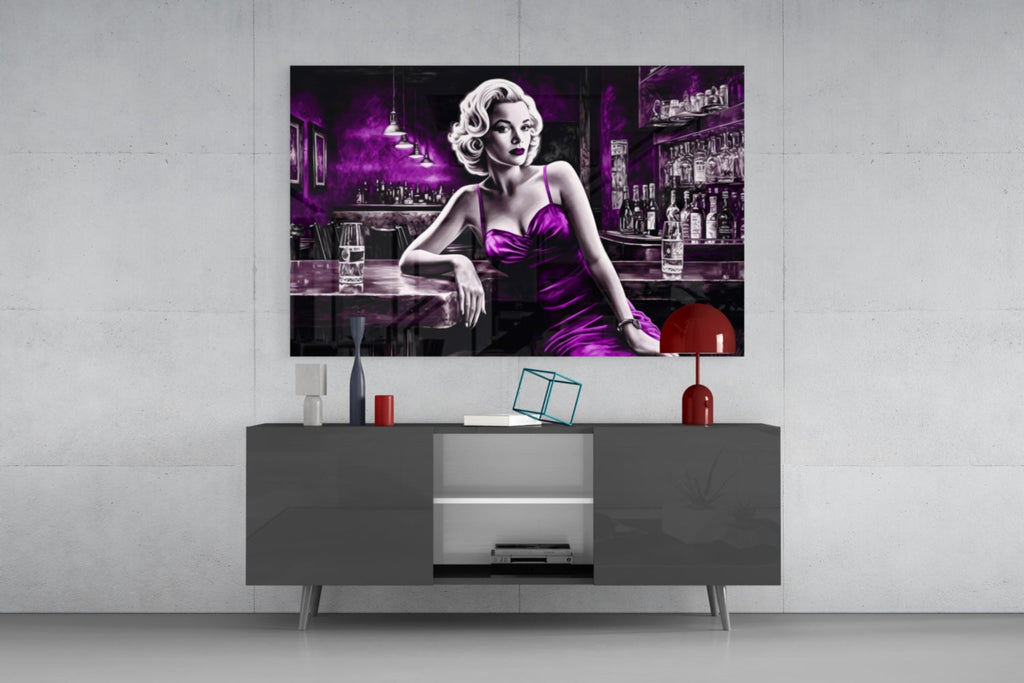 Marilyn in the Bar Glass Wall Art || Designer Collection