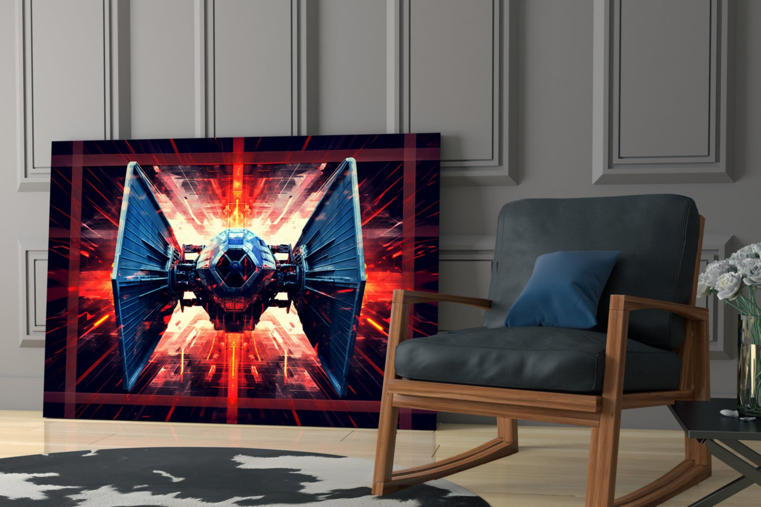 Tie Fighter Glass Wall Art || Designer Collection