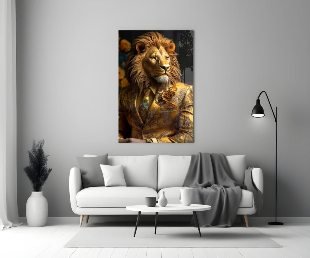 Lion Vogue Glass Wall Art|| Designer's Collection