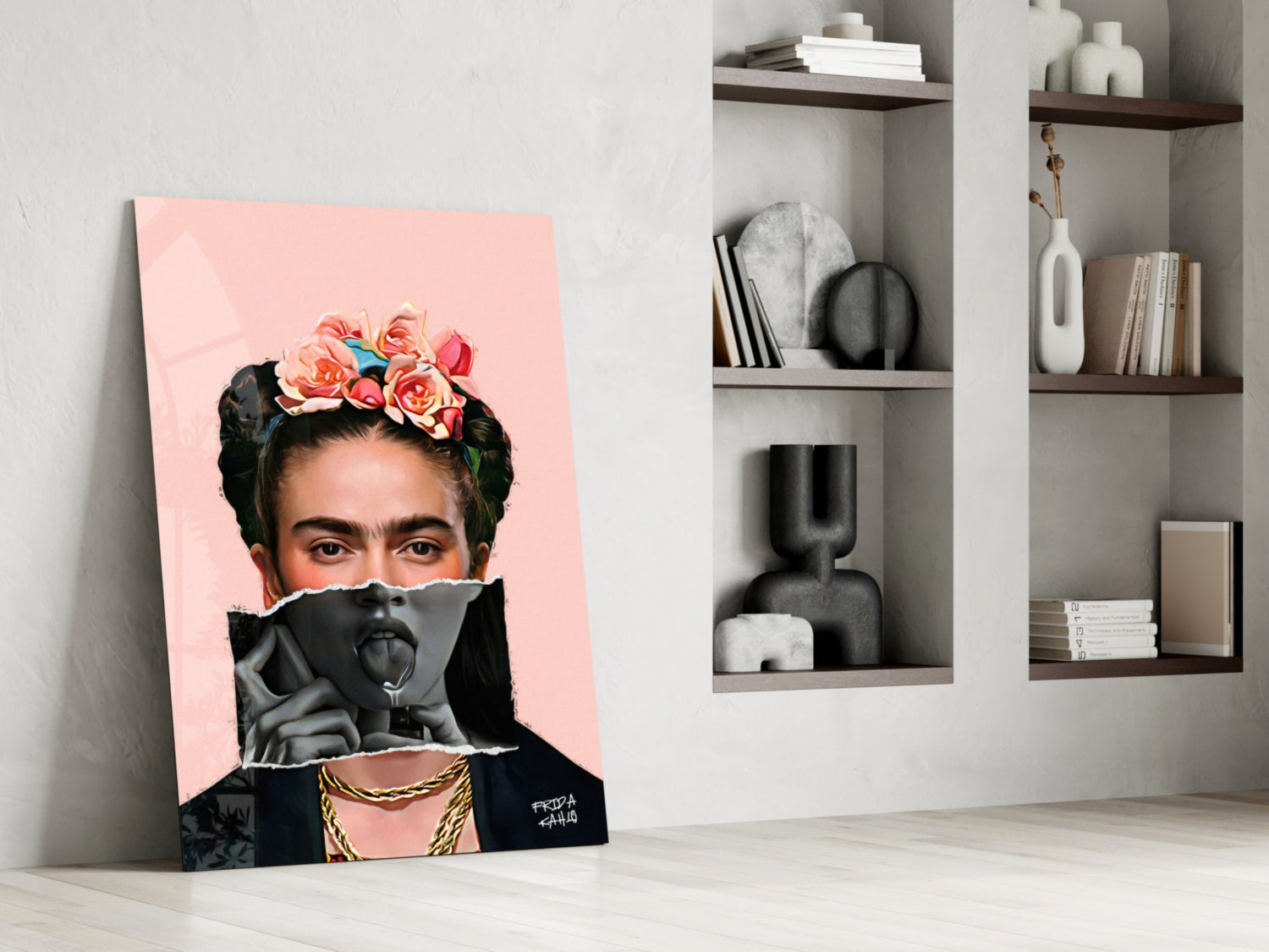 Contemporary Kahlo Glass Wall Art || Designer Collection