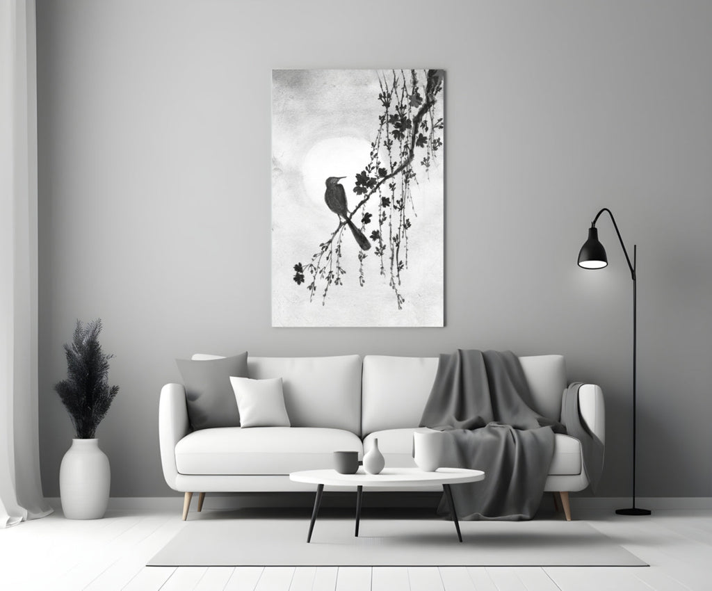 Bird on the Branch Glass Wall Art || Designer Collection