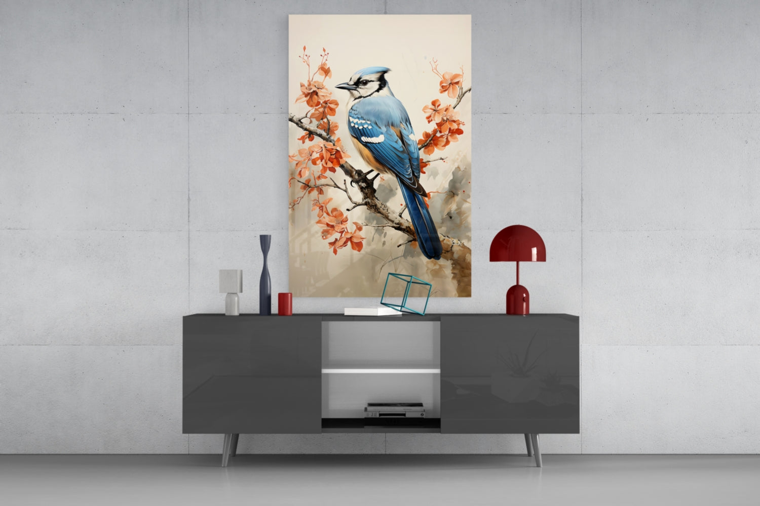 Bird on the Branch Glass Wall Art || Designer Collection