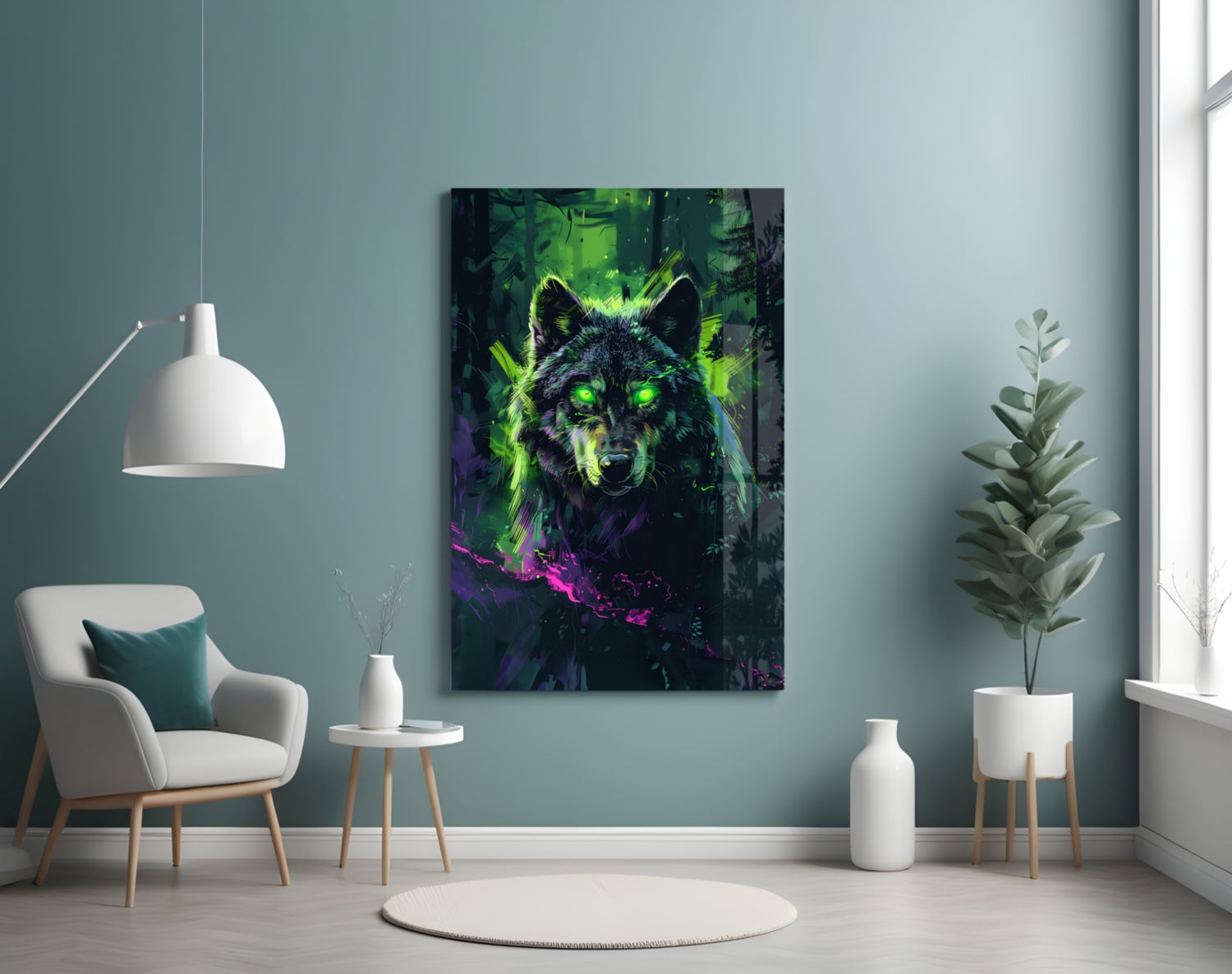 Wolf Glass Wall Art || Designer Collection