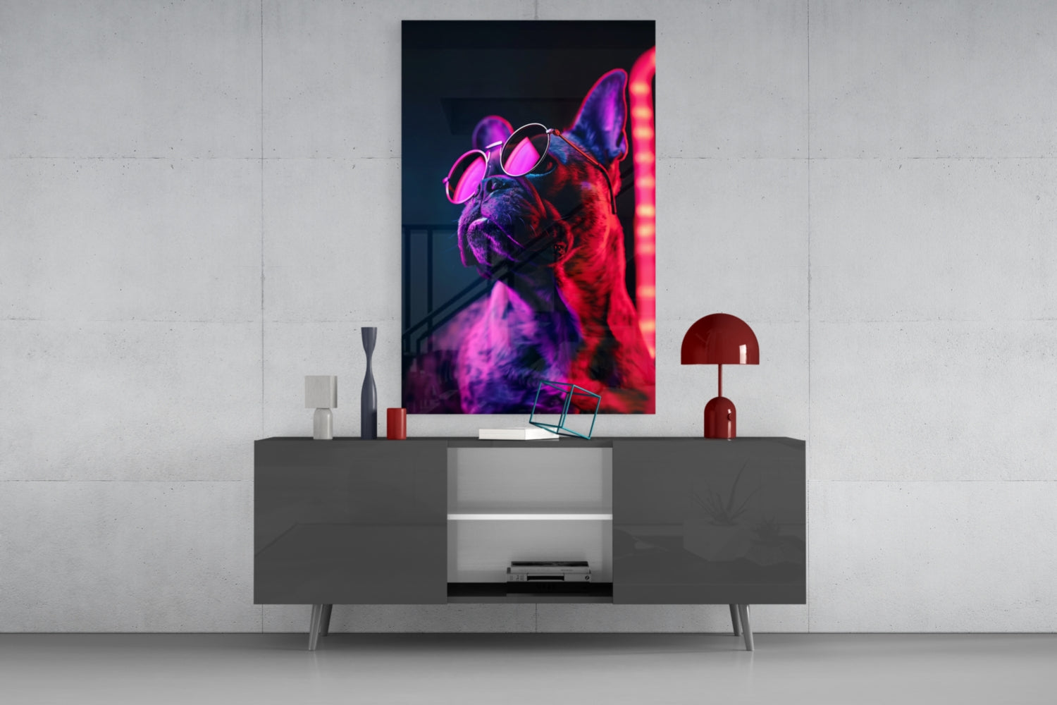 Dog with Glasses Glass Wall Art || Designer Collection