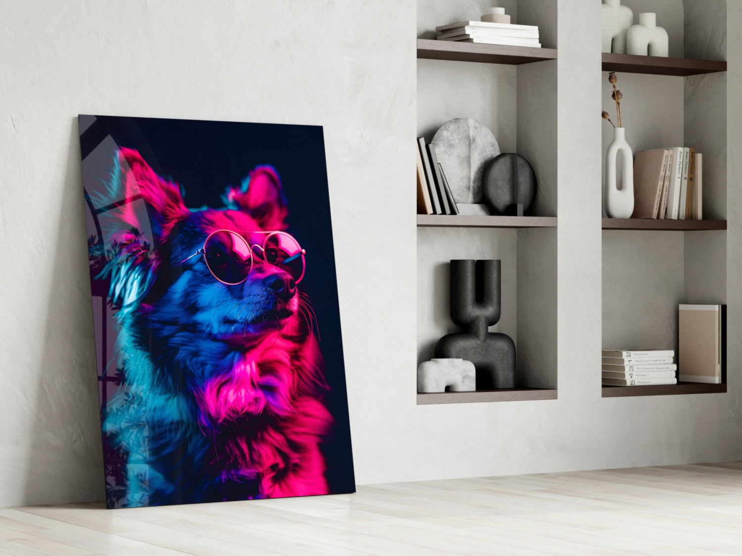 Dog with Glasses Glass Wall Art || Designer Collection