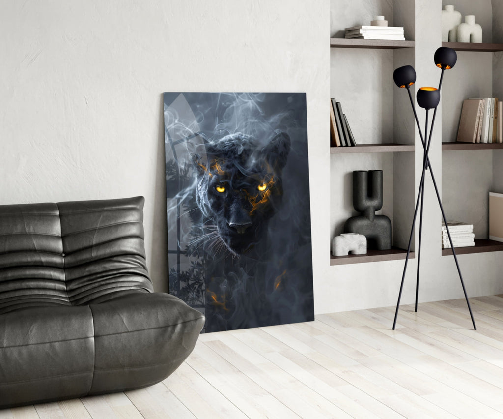 Black Panther Glass Wall Art || Designer Collection