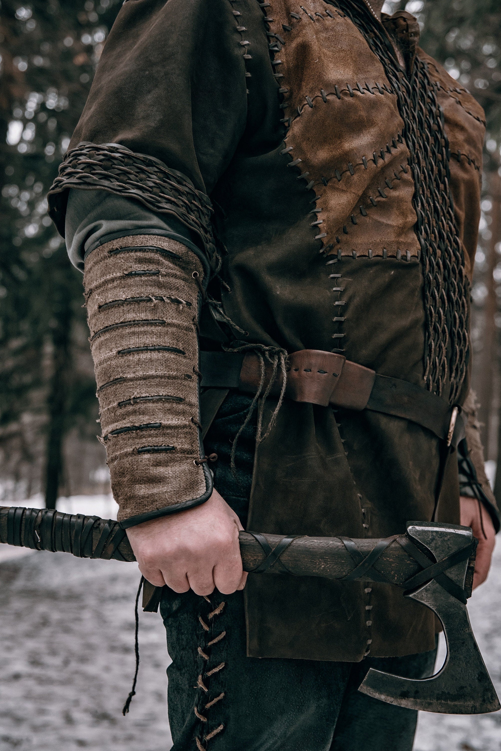Viking leather bracers