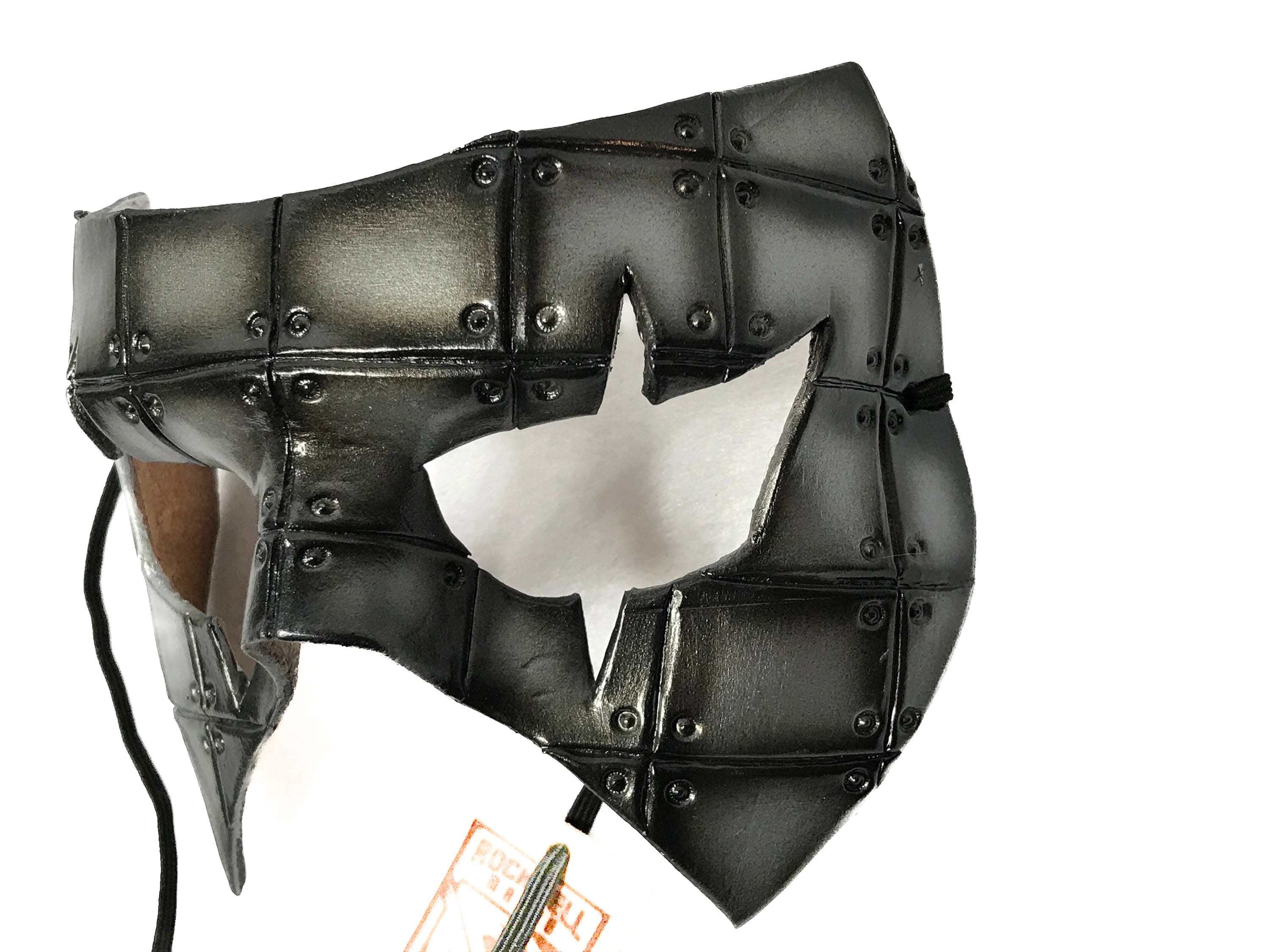 Silver Handmade Genuine Leather Mask in Rusted Steel Pattern