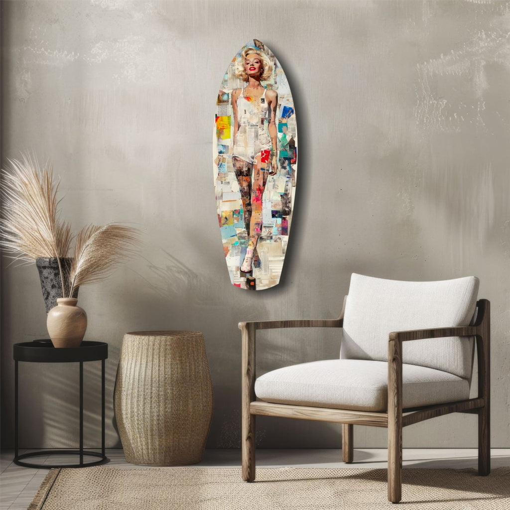 Marilyn in Vintage Swim Suit Glass Wall Art