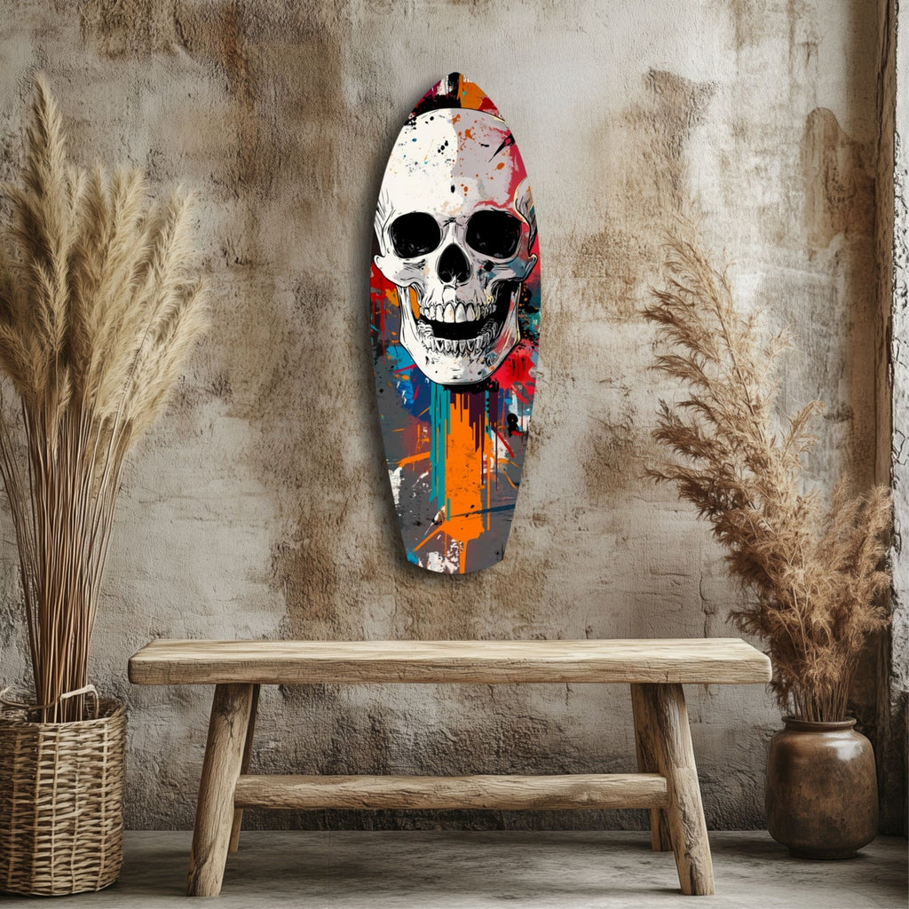 Skull in the Street Art Glass Wall Art