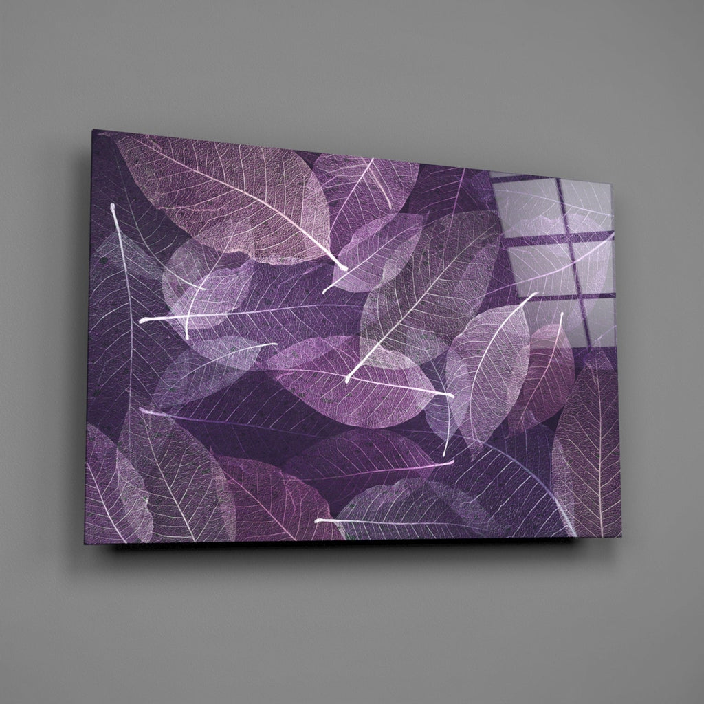 Purple Leaf Glass Wall Art