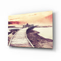 Dock in the Fog Glass Wall Art
