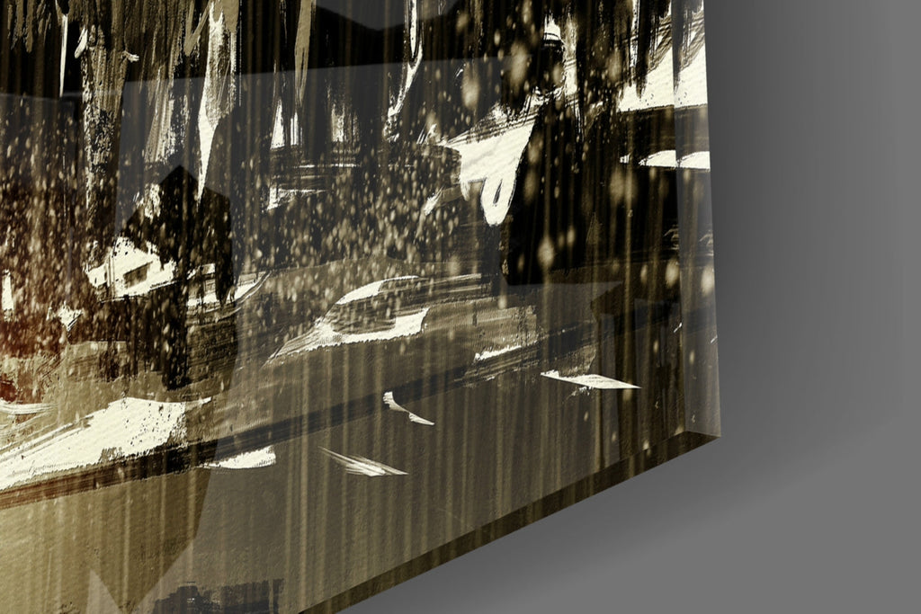 Rainy City Glass Wall Art