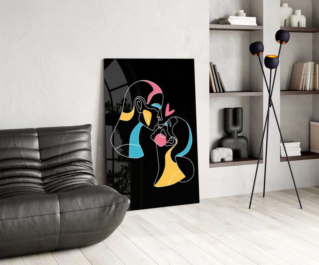 Abstract Colorful Portrait Glass Wall Art