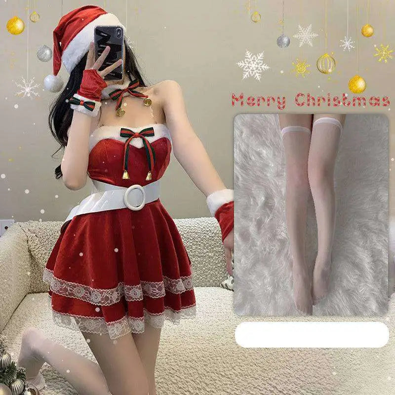 Red Velvet Christmas Dress Stage Anchor Costume