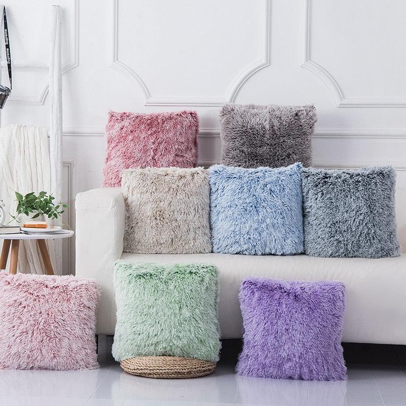 Soft Fur Plush Shaggy Fluffy Pillow Cover Decorative Cushion Covers For Home Living Room Sofa Decor Luxury Faux Fur Throw Pillow Cover Decorative Plush Pillow Case Cushion Cover Shell for Sofa Bedroom Car 43x43cm