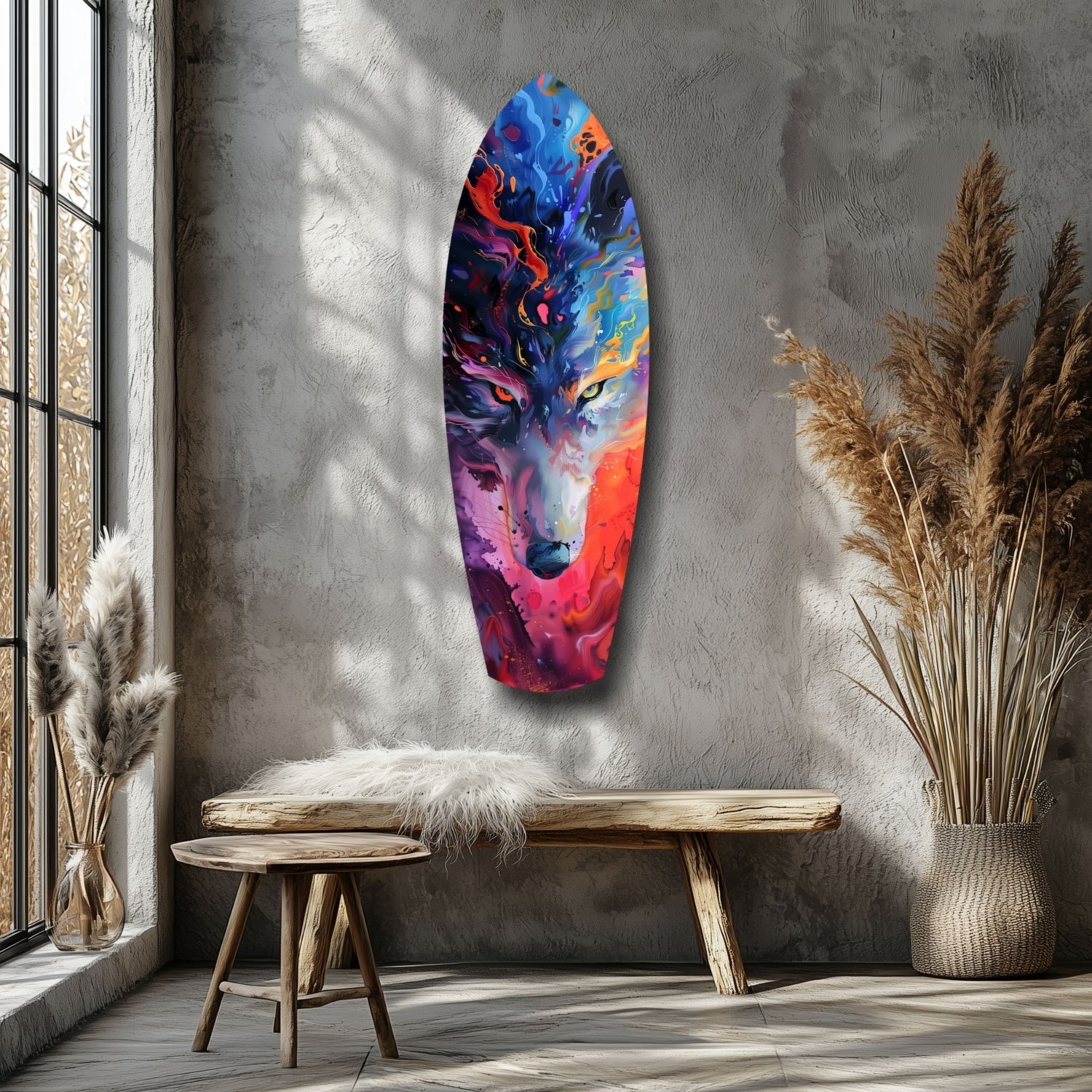 Alone Wolf V1 Glass Wall Art