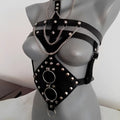 Studded Leather Harness Perform Dance Costume